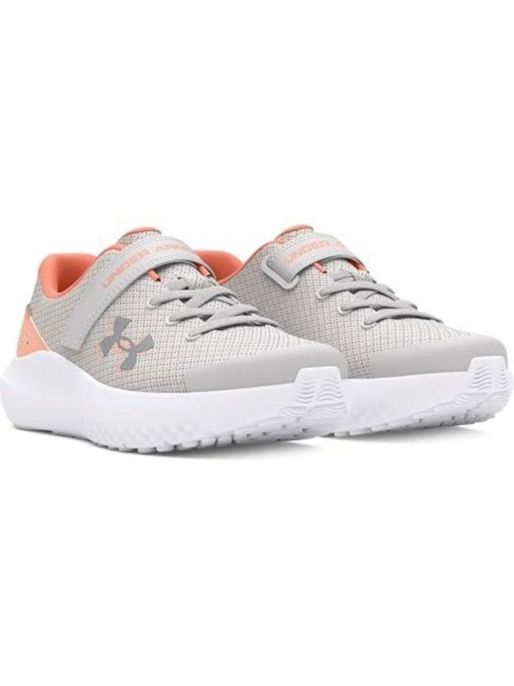 Under Armour Girls 11 Surge 4 Sneakers Grey Peach Athletic Shoes Preschool Sport